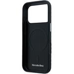 Mercedes PU Leather Semi Wrap MagSafe kryt pre iPhone 17 Pro, čierny