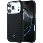 Mercedes PU Leather Semi Wrap MagSafe kryt pre iPhone 17 Pro, čierny
