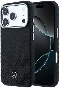Mercedes PU Leather Semi Wrap MagSafe kryt pre iPhone 17 Pro, čierny
