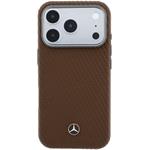 Mercedes PU Leather Semi Wrap MagSafe kryt pre iPhone 17 Pro, hnedý