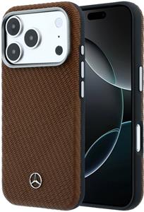 Mercedes PU Leather Semi Wrap MagSafe kryt pre iPhone 17 Pro, hnedý