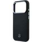 Mercedes PU Leather Semi Wrap MagSafe kryt pre iPhone 17 Pro Max, čierny