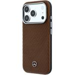 Mercedes PU Leather Semi Wrap MagSafe kryt pre iPhone 17 Pro Max, hnedý