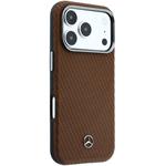 Mercedes PU Leather Semi Wrap MagSafe kryt pre iPhone 17 Pro Max, hnedý