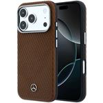 Mercedes PU Leather Semi Wrap MagSafe kryt pre iPhone 17 Pro Max, hnedý