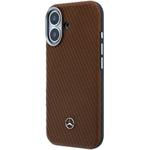 Mercedes PU Leather Wood Semi Wrap MagSafe kryt pre iPhone 17, Camel