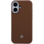 Mercedes PU Leather Wood Semi Wrap MagSafe kryt pre iPhone 17, Camel