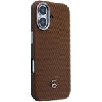 Mercedes PU Leather Wood Semi Wrap MagSafe kryt pre iPhone 17, Camel