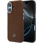 Mercedes PU Leather Wood Semi Wrap MagSafe kryt pre iPhone 17, Camel