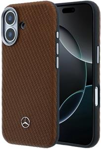 Mercedes PU Leather Wood Semi Wrap MagSafe kryt pre iPhone 17, Camel