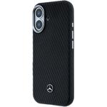 Mercedes PU Leather Wood Semi Wrap MagSafe kryt pre iPhone 17, čierny
