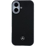 Mercedes PU Leather Wood Semi Wrap MagSafe kryt pre iPhone 17, čierny