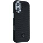 Mercedes PU Leather Wood Semi Wrap MagSafe kryt pre iPhone 17, čierny