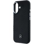 Mercedes PU Leather Wood Semi Wrap MagSafe kryt pre iPhone 17, čierny