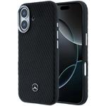 Mercedes PU Leather Wood Semi Wrap MagSafe kryt pre iPhone 17, čierny