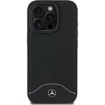 Mercedes Wood Imitation and Smooth Leather MagSafe kryt pre iPhone 16 Pro, čierny