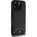 Mercedes Wood Imitation and Smooth Leather MagSafe kryt pre iPhone 16 Pro, čierny