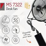 MESKO MS 7322, Stolný ventilátor, USB, 15cm