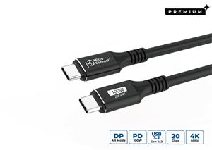 MicroConnect kábel USB-C 3.2 Gen 2 100W, 20Gbps, 4K60Hz, 4,0m, čierny