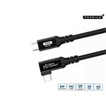 MicroConnect kábel USB-C 3.2 Gen 2 100W, 20Gbps, 4K60Hz, zahnutý, 4,0m, čierny