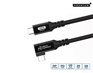 MicroConnect kábel USB-C 3.2 Gen 2 100W, 20Gbps, 4K60Hz, zahnutý, 4,0m, čierny