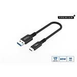 MicroConnect kábel USB na USB-C 60W, 0,15m, čierny