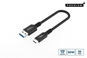 MicroConnect kábel USB na USB-C 60W, 0,15m, čierny