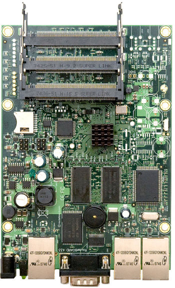 MIKROTIK RouterBOARD 433AH + L5 (680/800MHz; 128MB RAM, 3xLAN, 3xMiniP