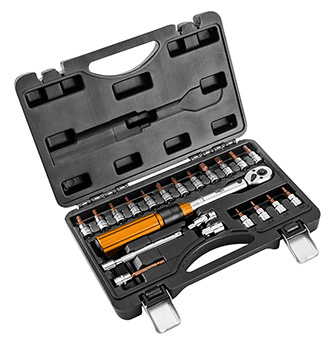 Momentový kľúč so sadou bitov, 08-821, 21 ks, veľkosť 1/4, kufrík,5 - 25 Nm, NEO TOOLS