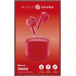 Music Sound Swag TWS bezdrôtové slúchadlá, červené