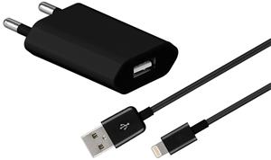 Nabíjací ultra slim adaptér 230V + kábel USB/Lightning, 1m, čierny
