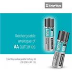 Nabíjateľné batérie AA cez USB 1200mAh 1.5V - 6ks v balení (CW-UBAA-07)