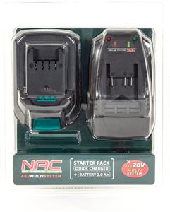 NAC B-20-BC-LI-20V, sada batéria 2Ah, nabíjačka