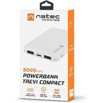 Natec Extreme Media Trevi Compact 5 000 mAh 2x USB-A + 1x USB-C biely