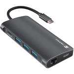 Natec Fowler 2, multiport adaptér USB 3.0 HUB, HDMI 4K, USB-C, RJ45, SD, MICRO SD