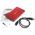 Natec Rhino Go externý box pre HDD a SSD 2,5" USB 3.0 , červený, hliníkové telo