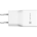 Natec Ribera, univerzálna USB nabíjačka GaN SLIM, 20 W, 1x USB-A + 1x USB-C, biela