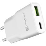 Natec Ribera, univerzálna USB nabíjačka GaN SLIM, 20 W, 1x USB-A + 1x USB-C, biela