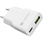 Natec Ribera, univerzálna USB nabíjačka GaN SLIM, 20 W, 1x USB-A + 1x USB-C, biela