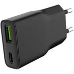 Natec Ribera, univerzálna USB nabíjačka GaN SLIM, 20 W, 1x USB-A + 1x USB-C, čierna
