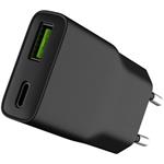 Natec Ribera, univerzálna USB nabíjačka GaN SLIM, 20 W, 1x USB-A + 1x USB-C, čierna