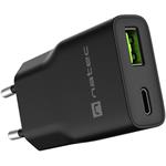 Natec Ribera, univerzálna USB nabíjačka GaN SLIM, 20 W, 1x USB-A + 1x USB-C, čierna
