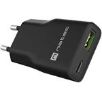 Natec Ribera, univerzálna USB nabíjačka GaN SLIM, 20 W, 1x USB-A + 1x USB-C, čierna