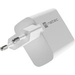 Natec Ribera USB nabíjačka GaN 1x USB-A,1x USB-C 65W, biela