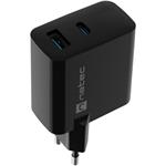 Natec Ribera USB nabíjačka GaN 1x USB-A,1x USB-C 65W, čierna