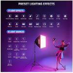 Neewer NK800 softbox stojan kit, sada 2x trvalé RGB LED fotosvetlo, 2x softbox, 2x 26W LED