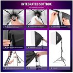 Neewer NK800 softbox stojan kit, sada 2x trvalé RGB LED fotosvetlo, 2x softbox, 2x 26W LED