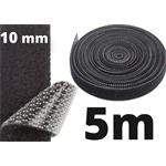 Neku páska na suchý zips, organizér káblov, 10mm, 5m, čierna