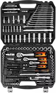 NEO TOOLS Sada nástrčných kľúčov, 10-220, 220 ks, veľkosť 1/4, 1/2, 3/8, kufrík