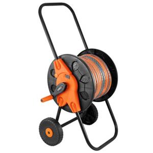 NEO TOOLS vozík pre záhradnú hadicu so sklopným držiakom až 60m 1/2" alebo 20m 3/4", oranžovo-čierny, 15-793